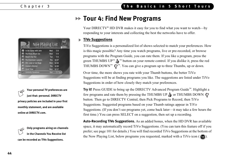 Tour 4: find new programs | DirecTV HR10-250 User Manual | Page 54 / 188