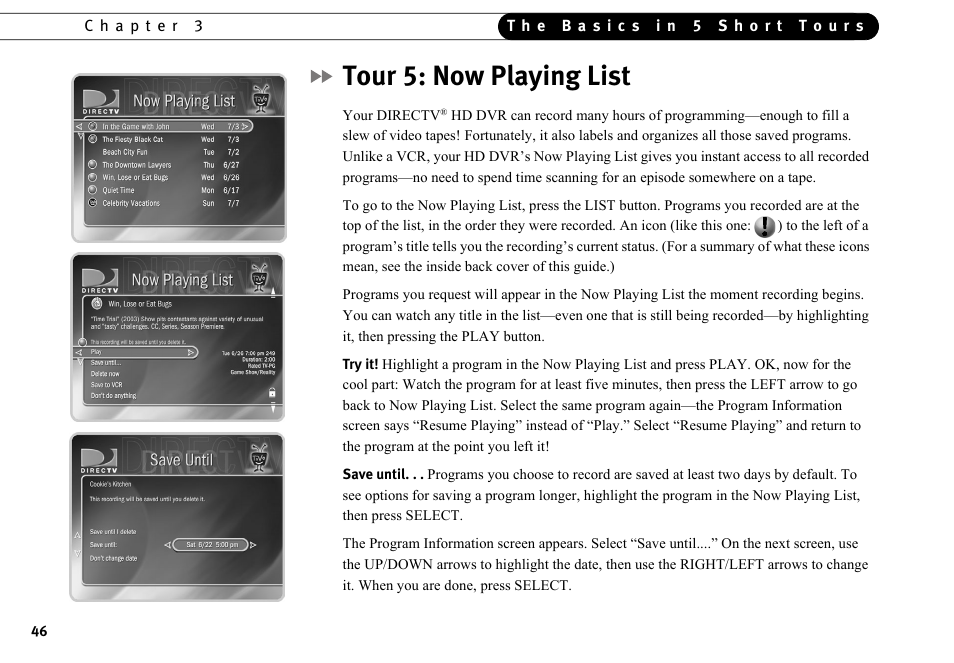 Tour 5: now playing list | DirecTV HR10-250 User Manual | Page 56 / 188