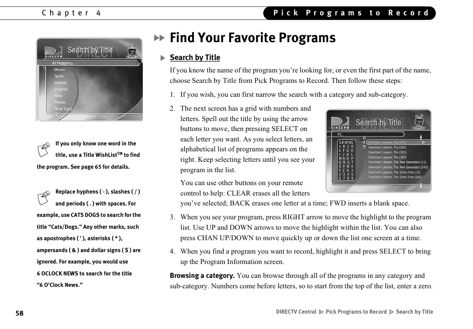 Find your favorite programs | DirecTV HR10-250 User Manual | Page 68 / 188