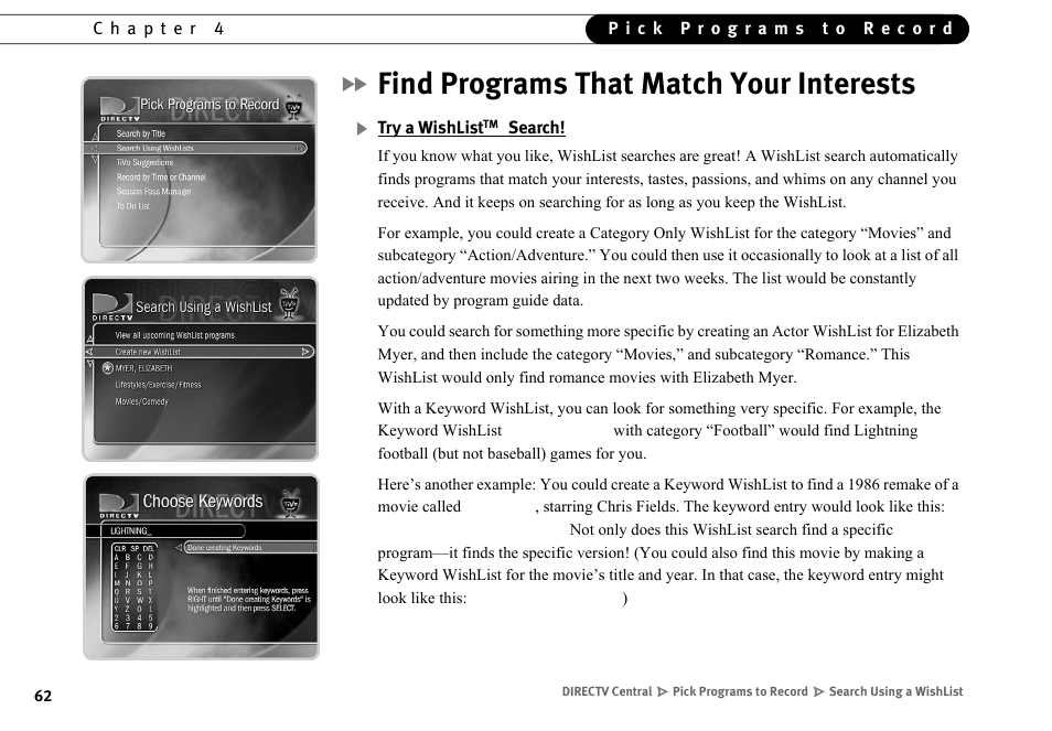 Find programs that match your interests | DirecTV HR10-250 User Manual | Page 72 / 188