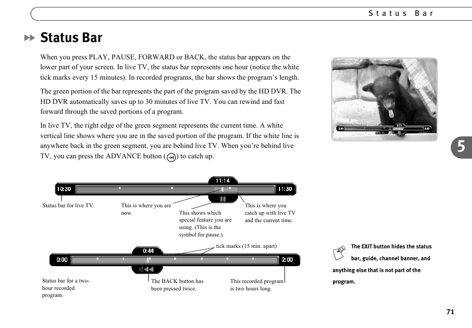 Status bar | DirecTV HR10-250 User Manual | Page 81 / 188