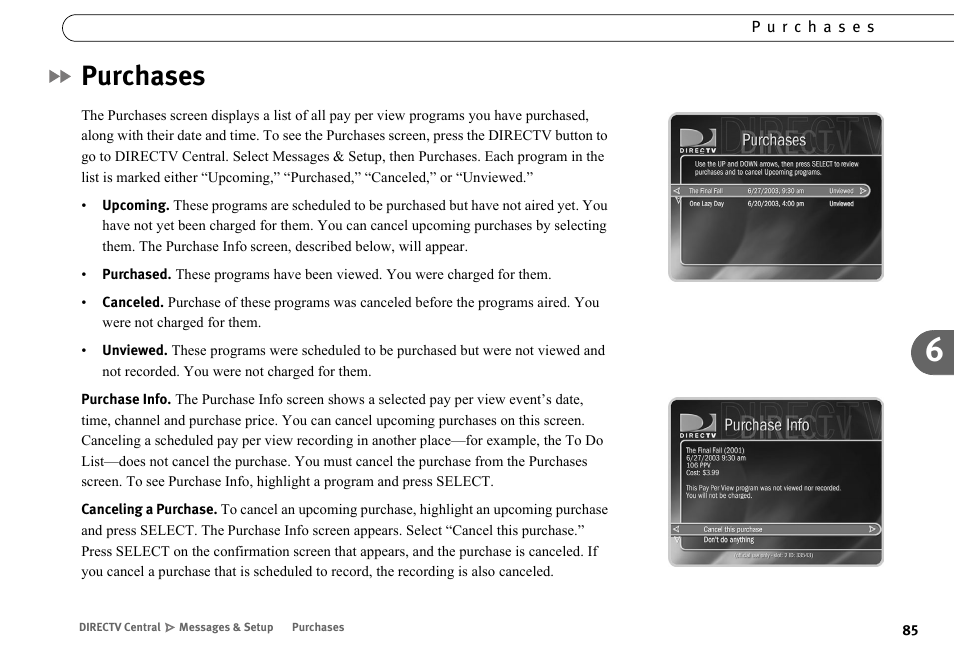 Purchases | DirecTV HR10-250 User Manual | Page 95 / 188