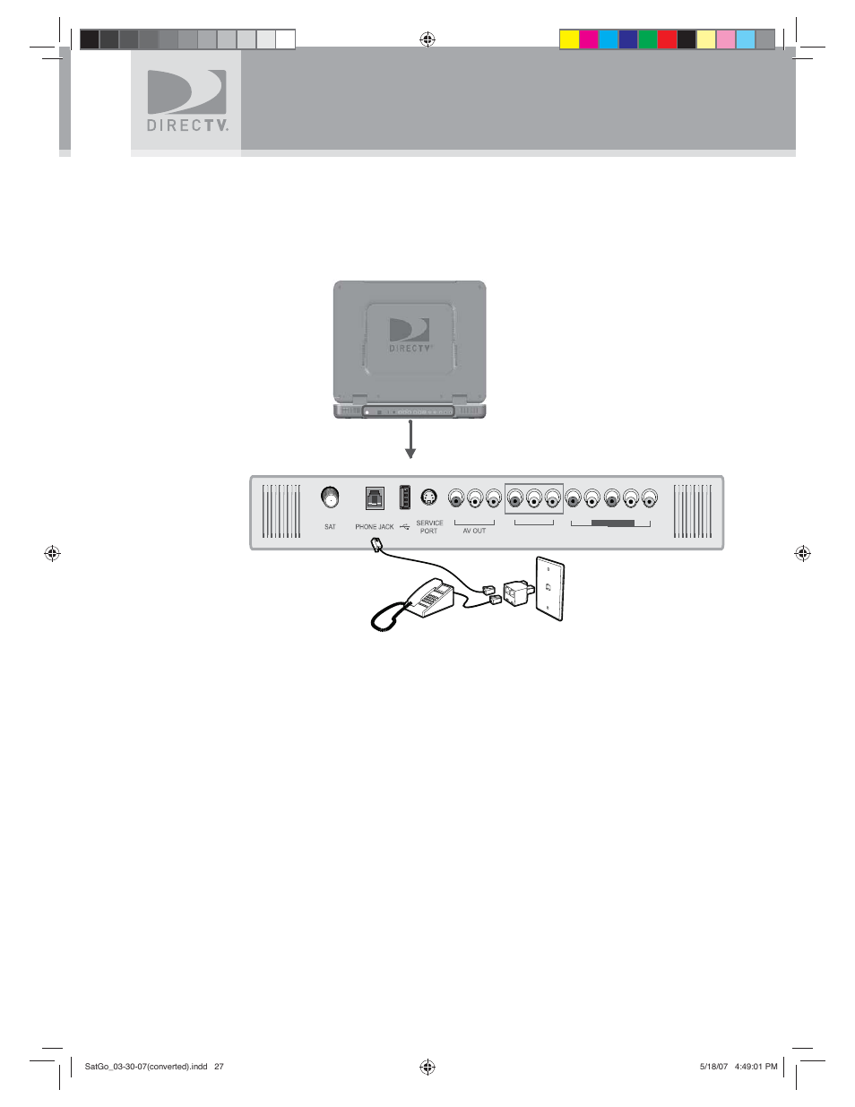 Setting up your directv, Sat-go | DirecTV SAT GO User Manual | Page 28 / 65