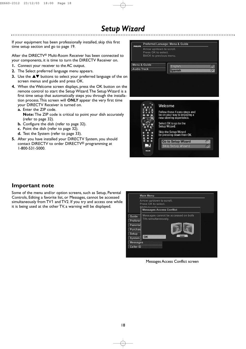 Setup wizard | DirecTV DSR 660 User Manual | Page 18 / 38