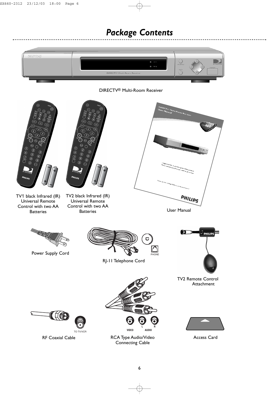 Package contents | DirecTV DSR 660 User Manual | Page 6 / 38