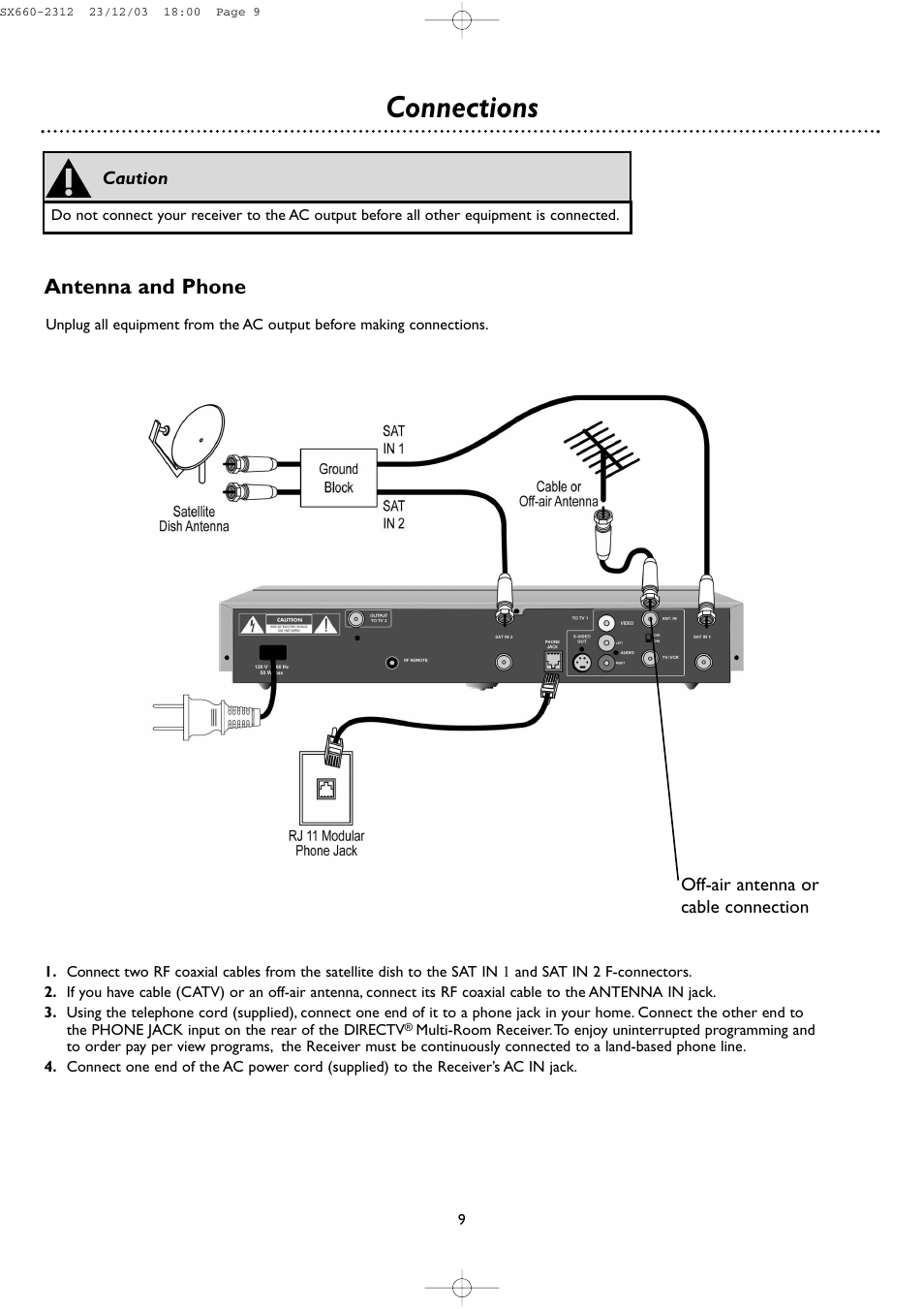 Connections | DirecTV DSR 660 User Manual | Page 9 / 38