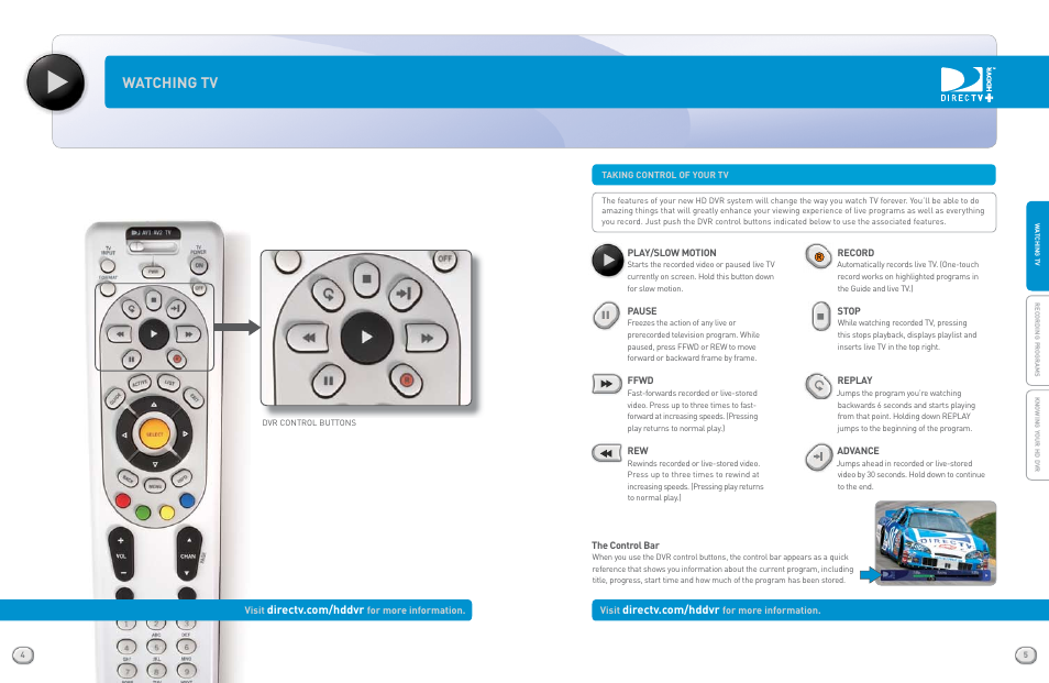 Watching tv | DirecTV HR20QSG0806 User Manual | Page 4 / 10