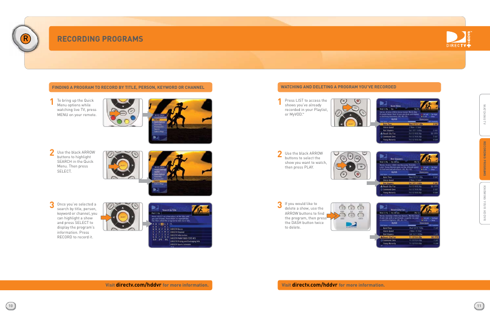 Recording programs | DirecTV HR20QSG0806 User Manual | Page 7 / 10