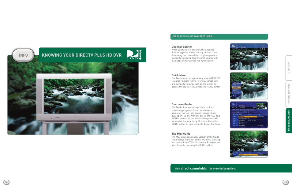 Knowing your directv plus hd dvr, Info | DirecTV HR20QSG0806 User Manual | Page 9 / 10