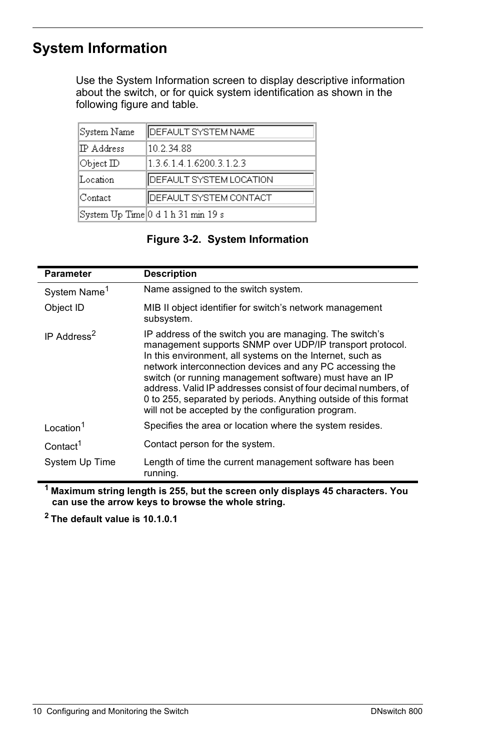 System information | Digital Networks North America DNswitch 800 User Manual | Page 20 / 68