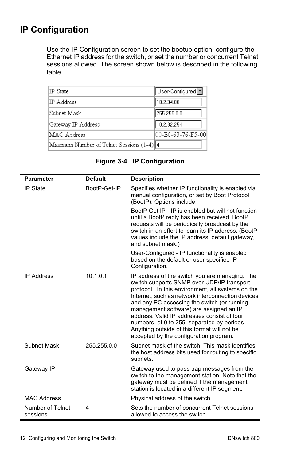 Ip configuration | Digital Networks North America DNswitch 800 User Manual | Page 22 / 68