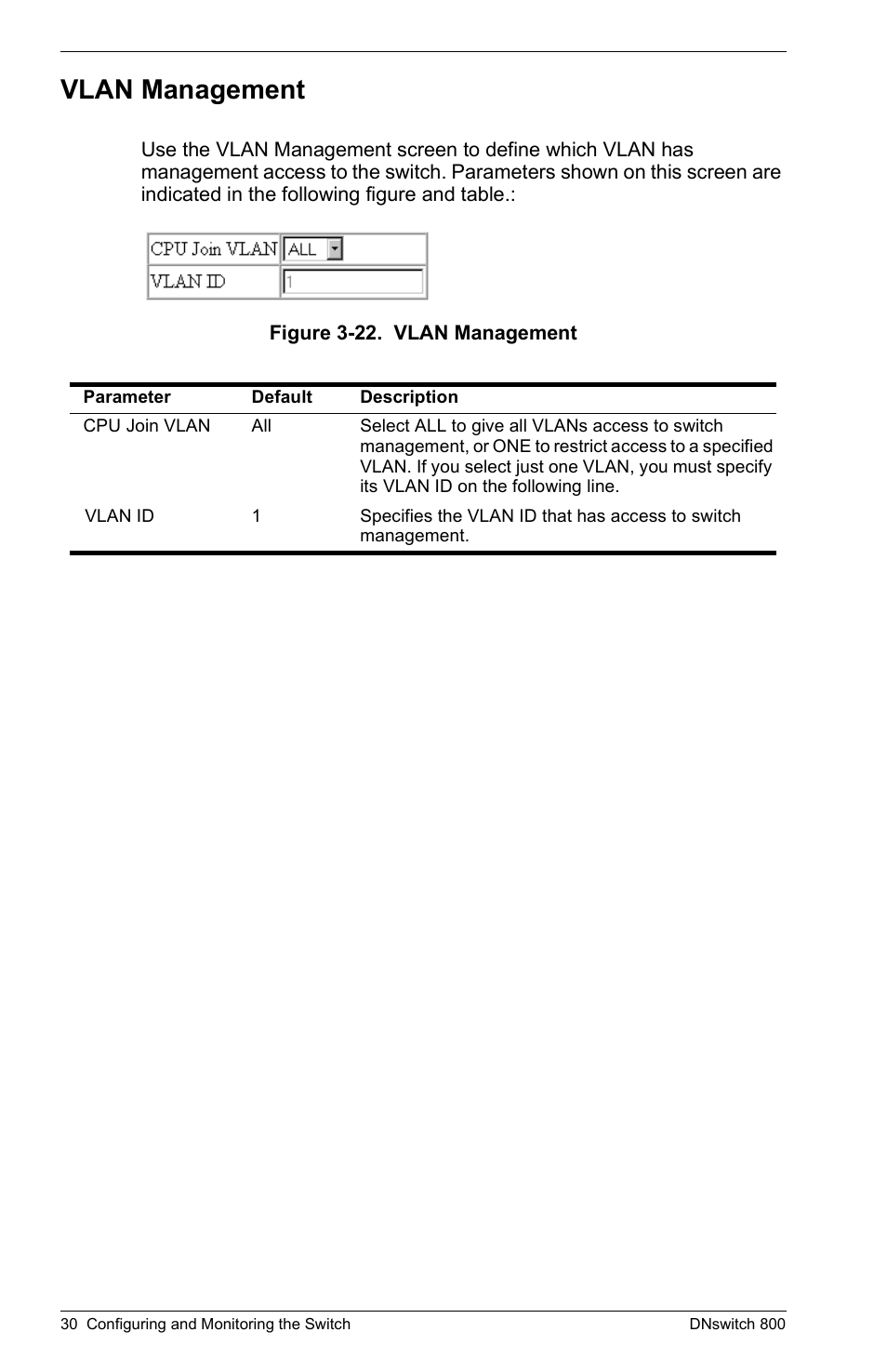 Vlan management | Digital Networks North America DNswitch 800 User Manual | Page 40 / 68