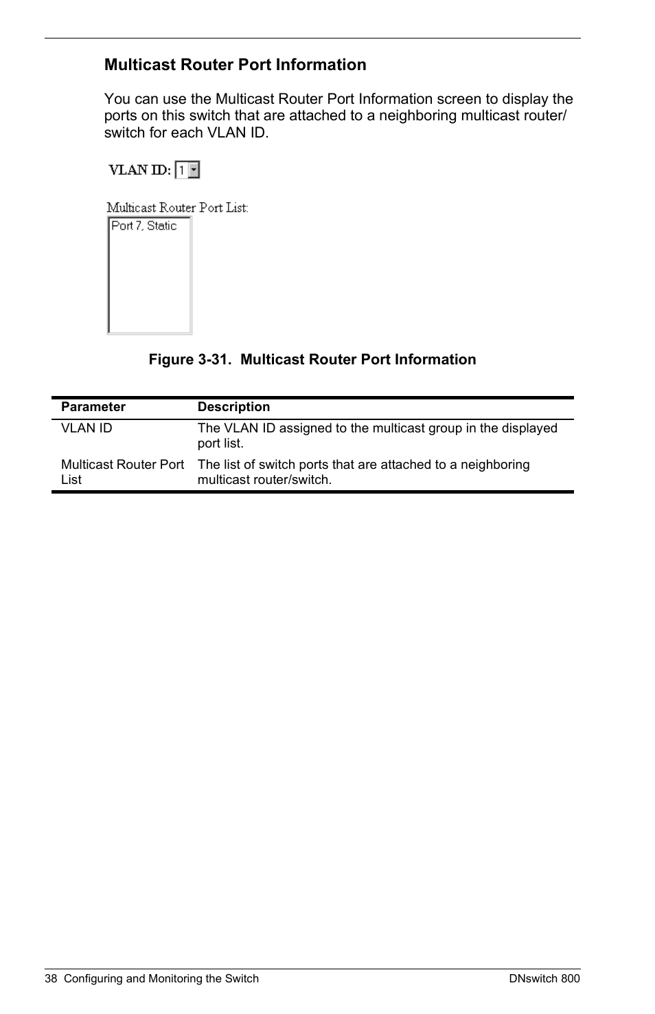 Multicast router port information | Digital Networks North America DNswitch 800 User Manual | Page 48 / 68