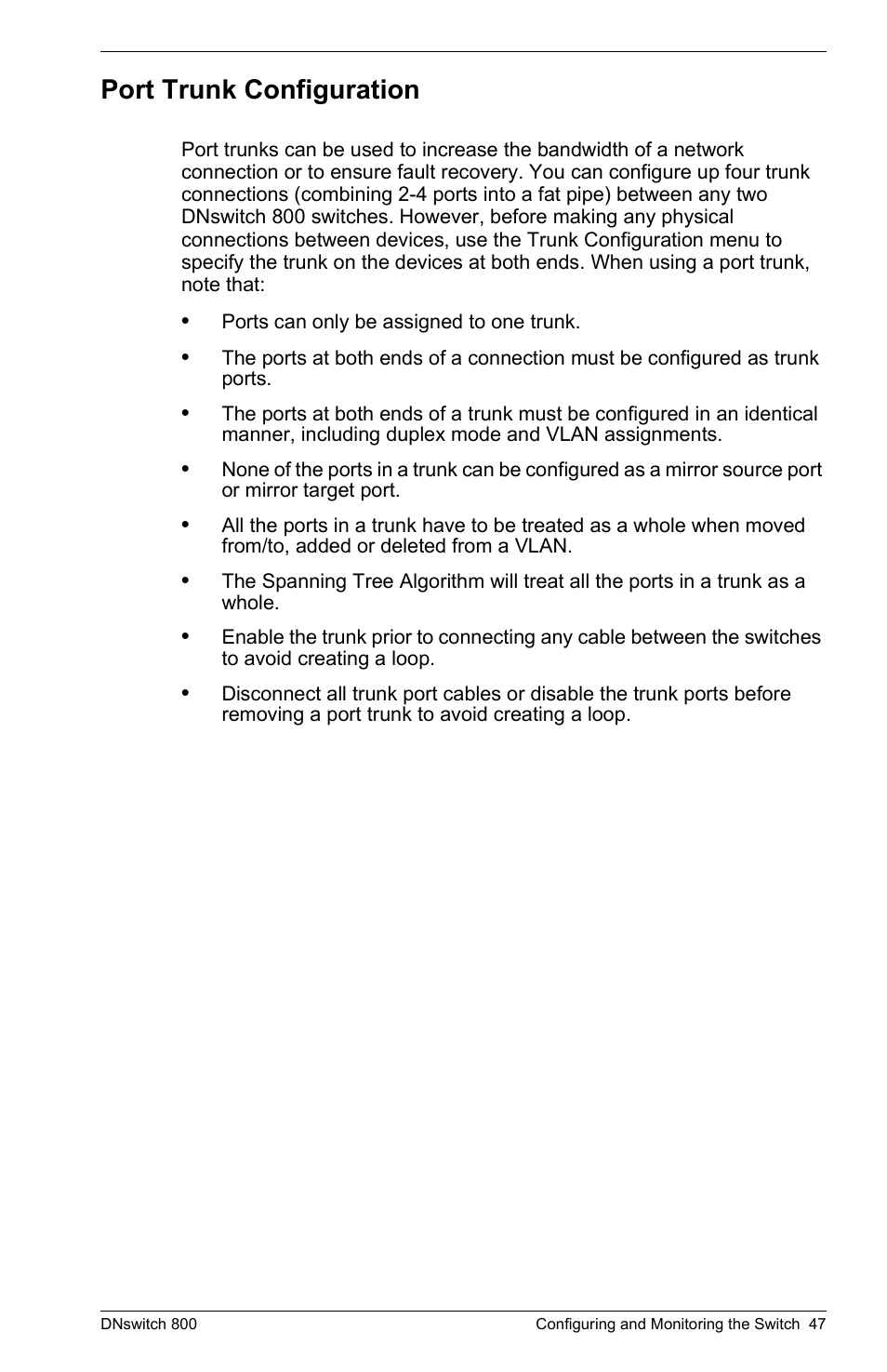 Port trunk configuration | Digital Networks North America DNswitch 800 User Manual | Page 57 / 68