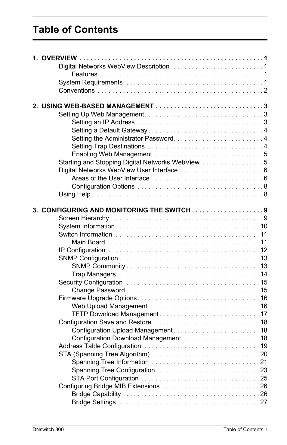 Digital Networks North America DNswitch 800 User Manual | Page 9 / 68