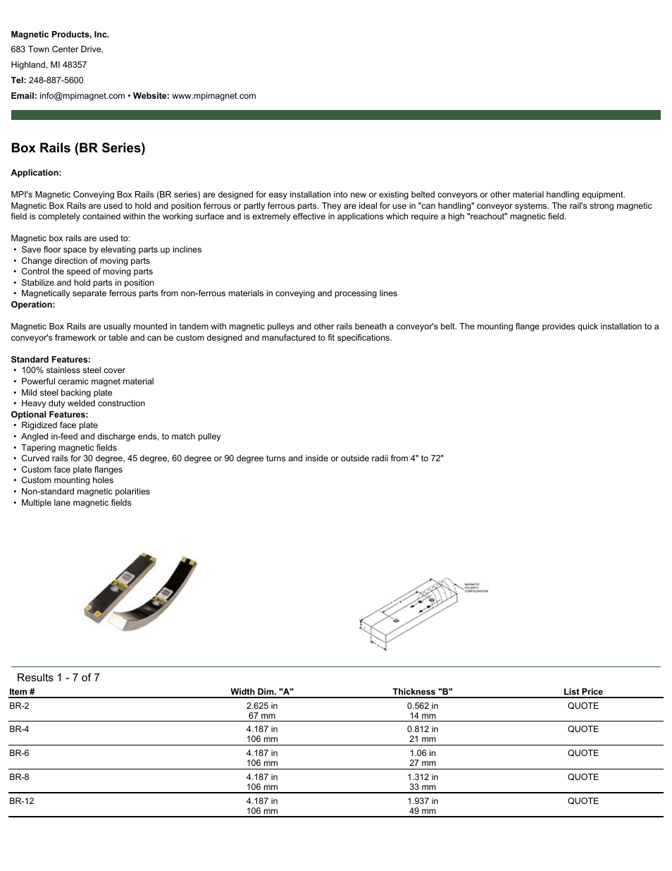 Magnetic Products BR Series User Manual | 2 pages