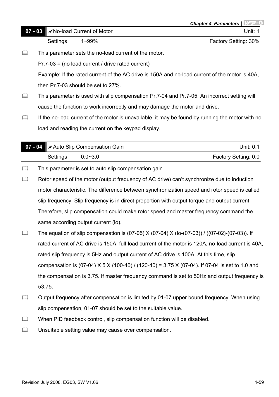 Delta Electronics AC Motor Drive VFD-G User Manual | Page 110 / 183