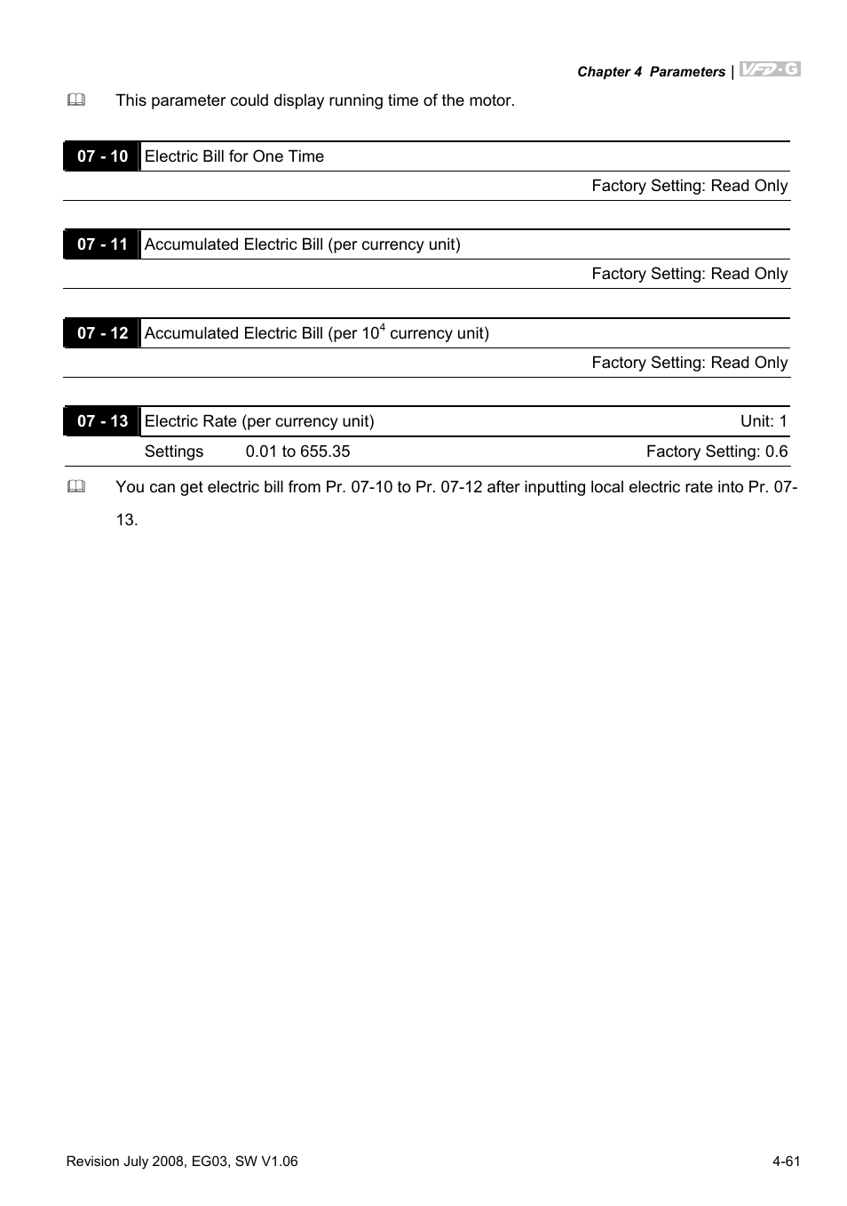 Delta Electronics AC Motor Drive VFD-G User Manual | Page 112 / 183