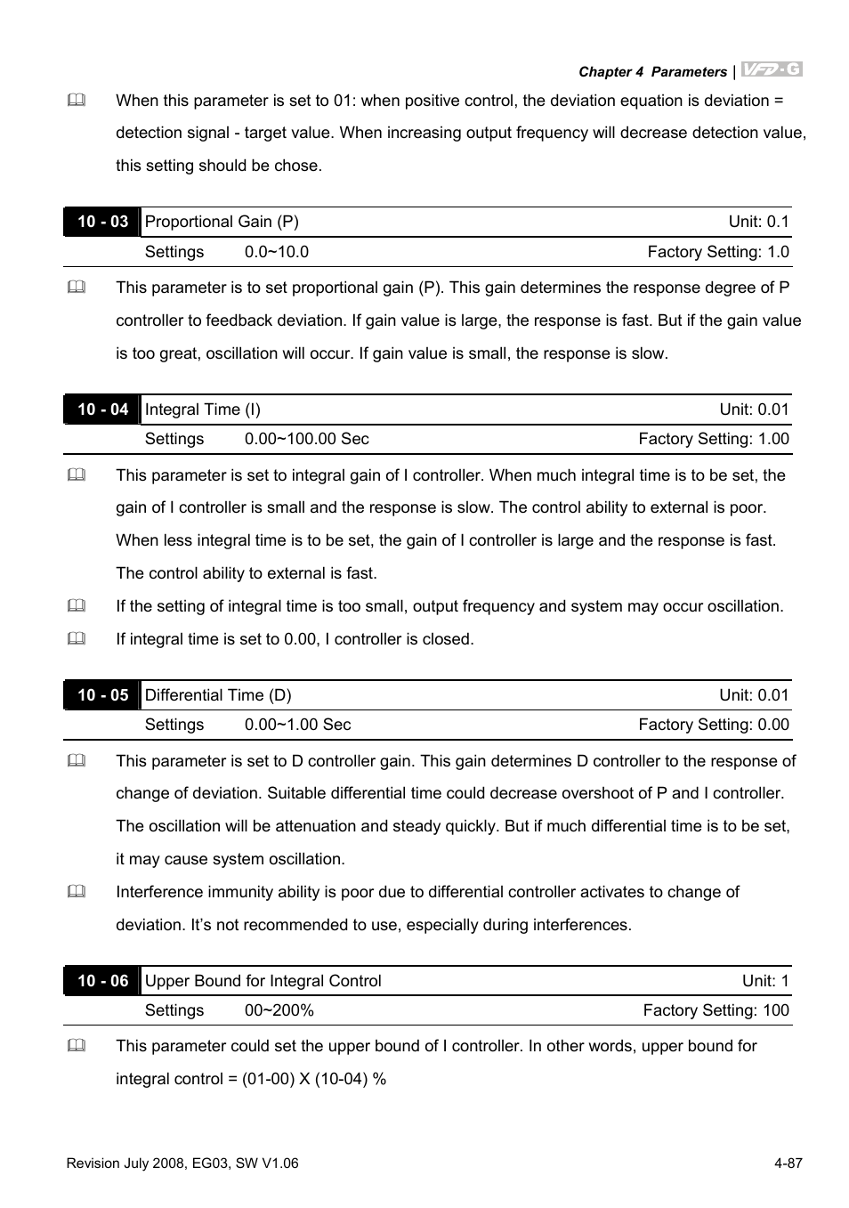 Delta Electronics AC Motor Drive VFD-G User Manual | Page 138 / 183
