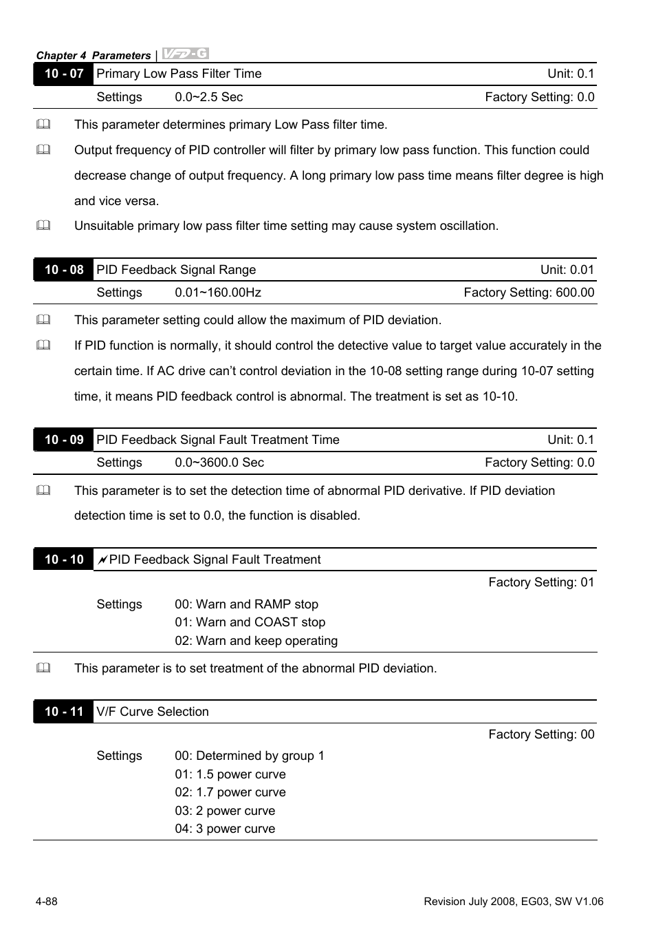 Delta Electronics AC Motor Drive VFD-G User Manual | Page 139 / 183