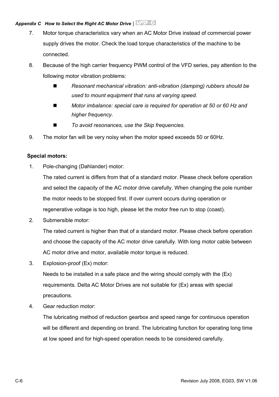 Delta Electronics AC Motor Drive VFD-G User Manual | Page 181 / 183