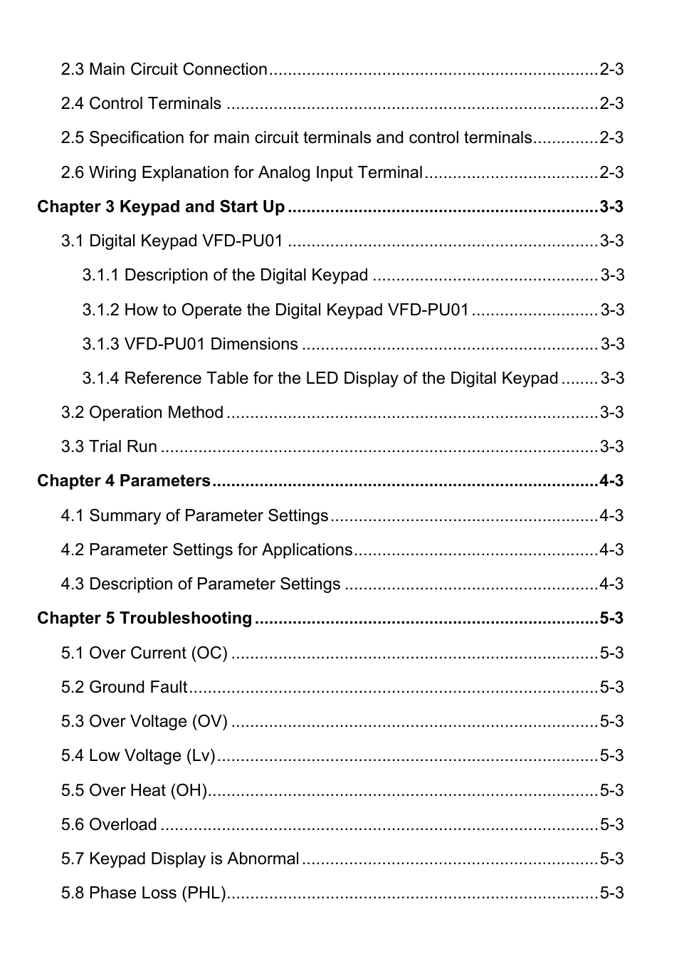 Delta Electronics AC Motor Drive VFD-G User Manual | Page 7 / 183