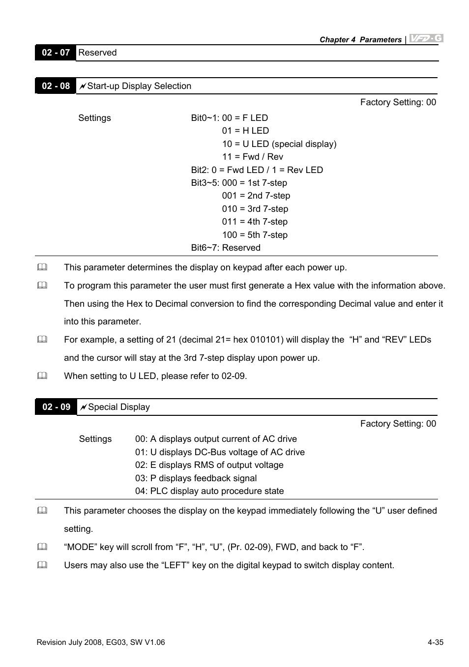 Delta Electronics AC Motor Drive VFD-G User Manual | Page 86 / 183