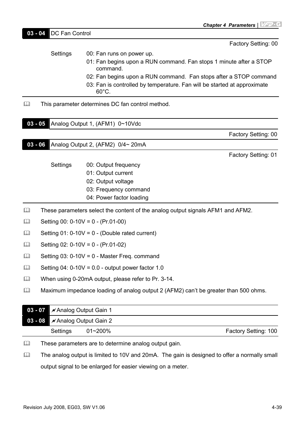 Delta Electronics AC Motor Drive VFD-G User Manual | Page 90 / 183