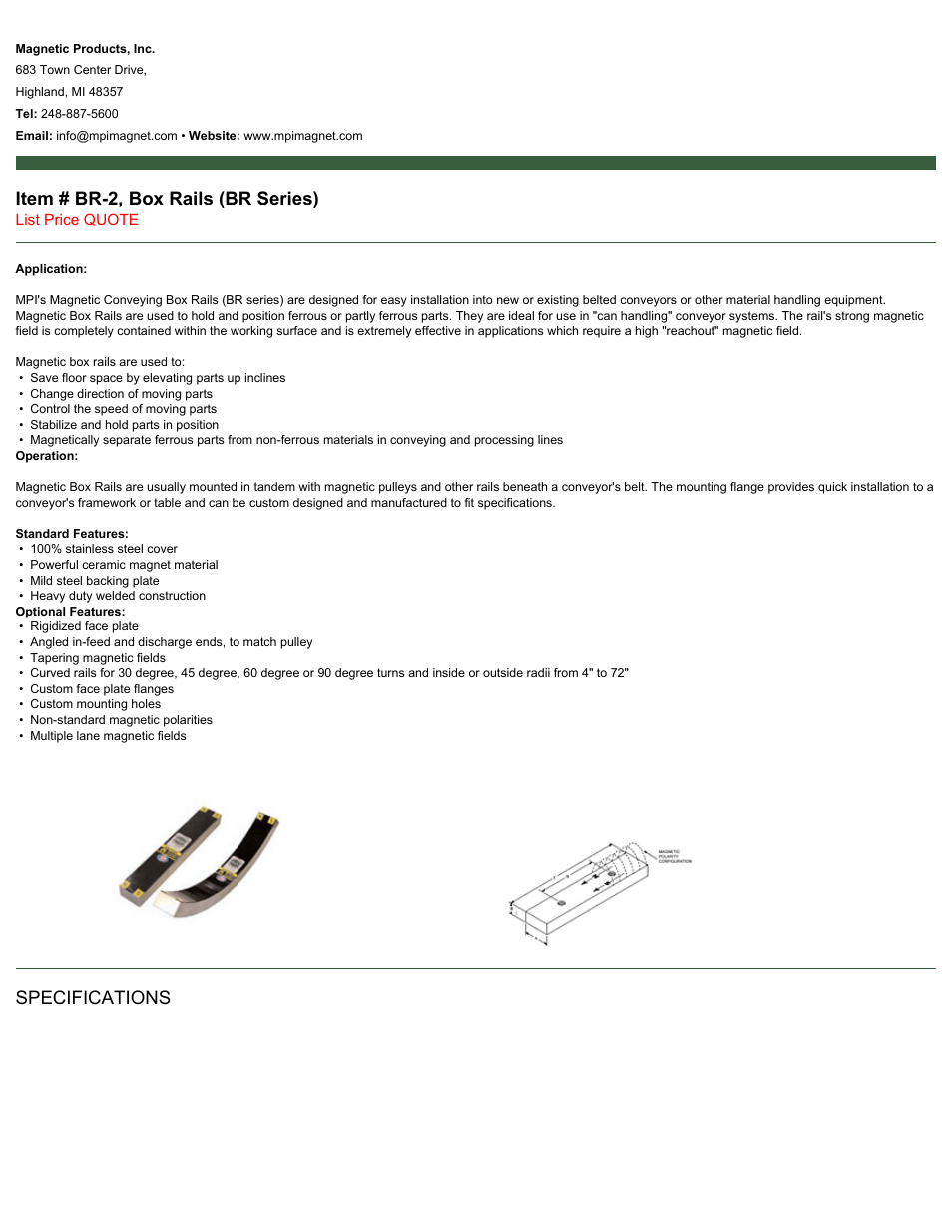 Magnetic Products BR-2 User Manual | 2 pages