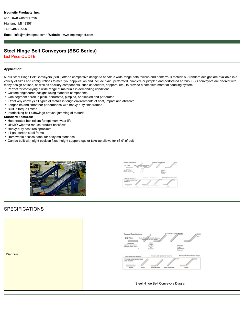 Magnetic Products SBC Series User Manual | 1 page