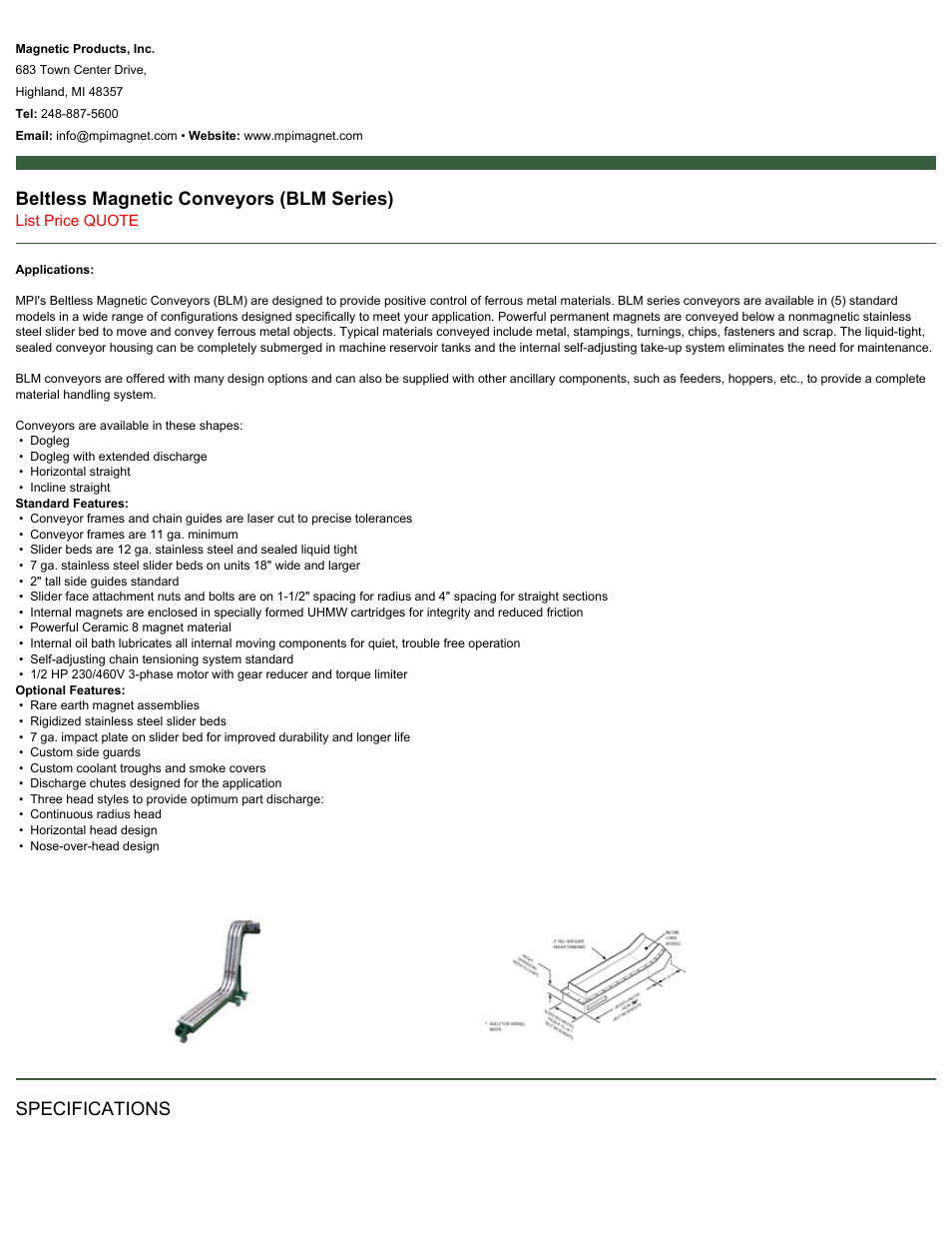 Magnetic Products BLM Series User Manual | 2 pages