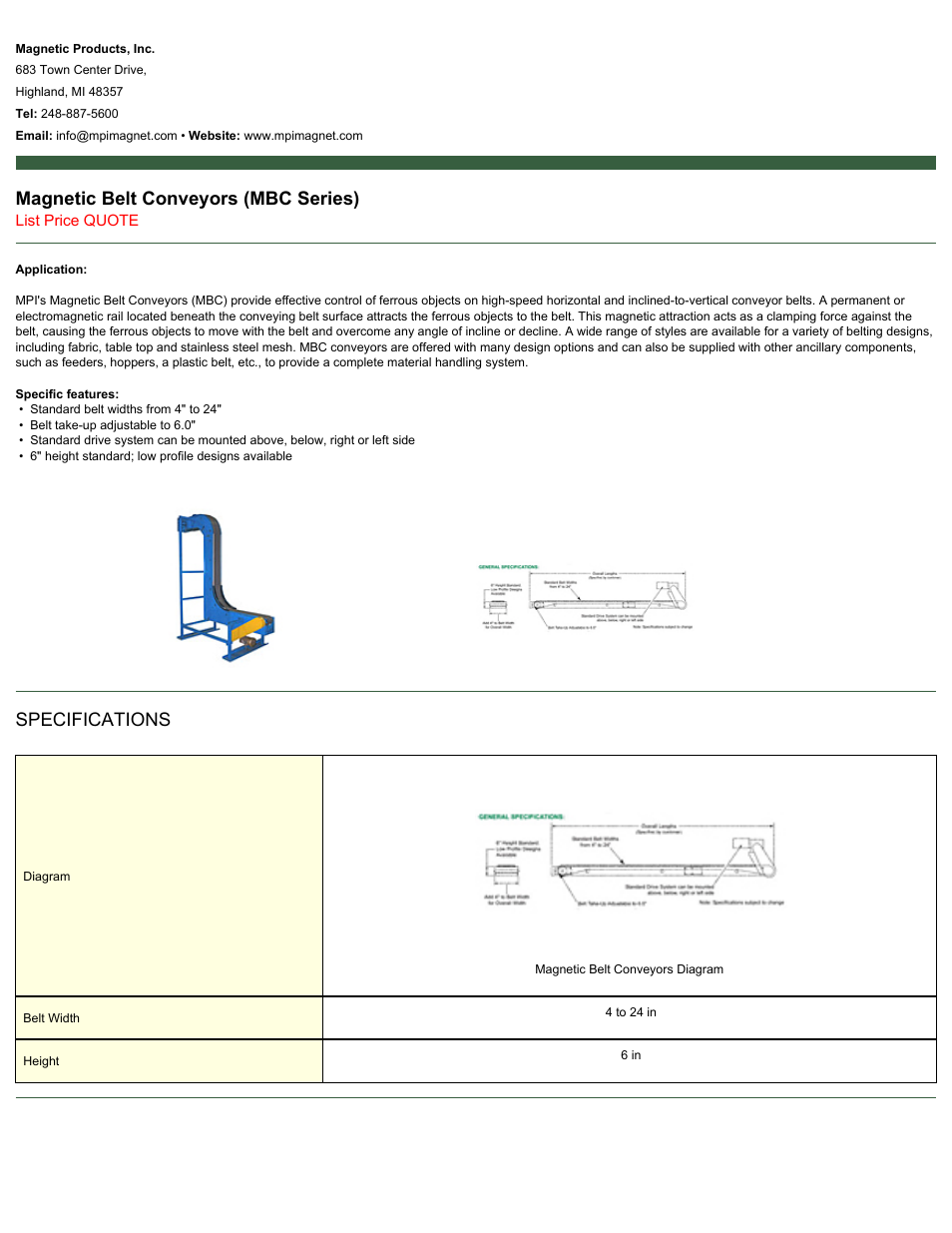 Magnetic Products MBC Series User Manual | 1 page