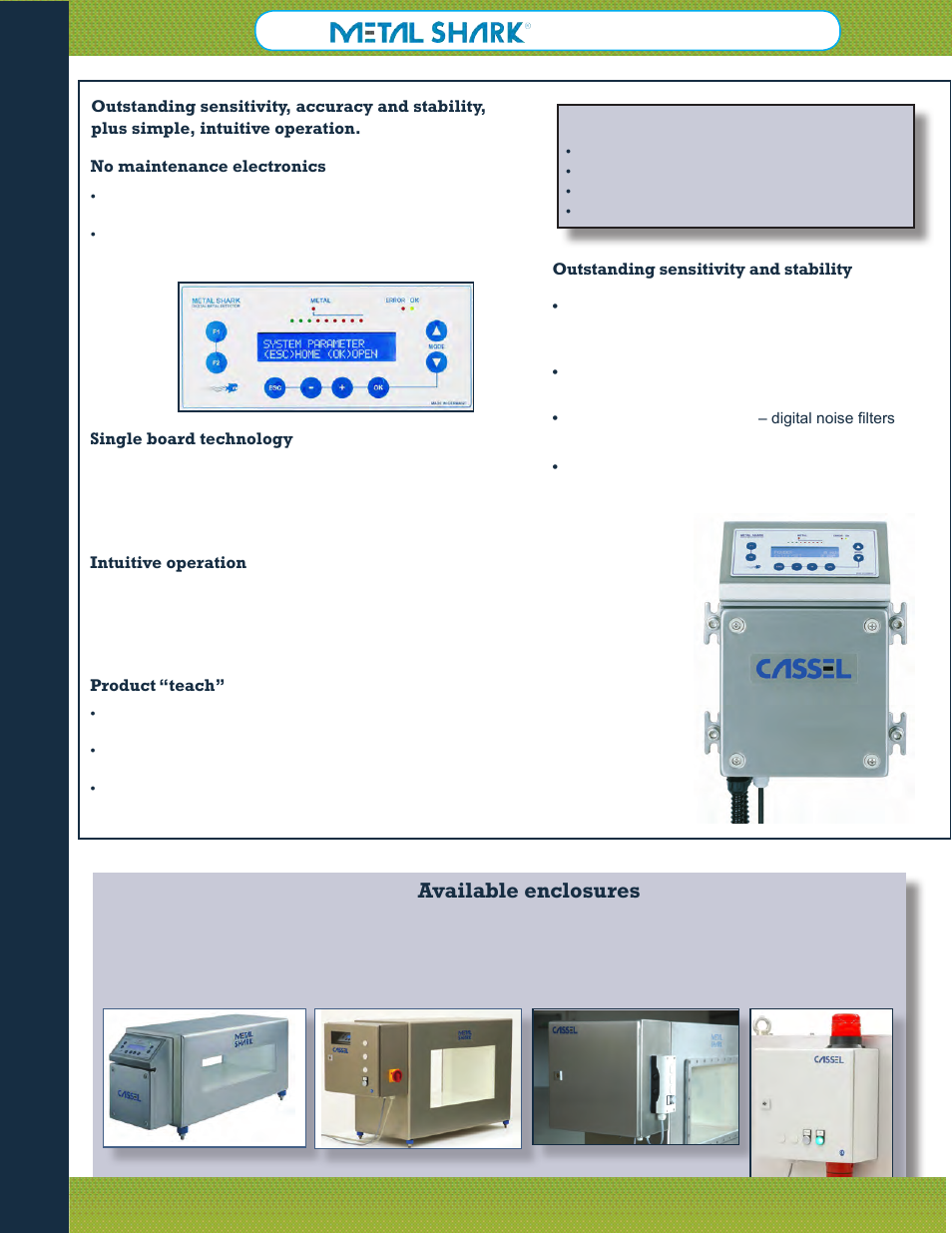 1 controller, Metal shark, Available enclosures | Magnetic Products Metal Shark 1 User Manual | Page 2 / 4