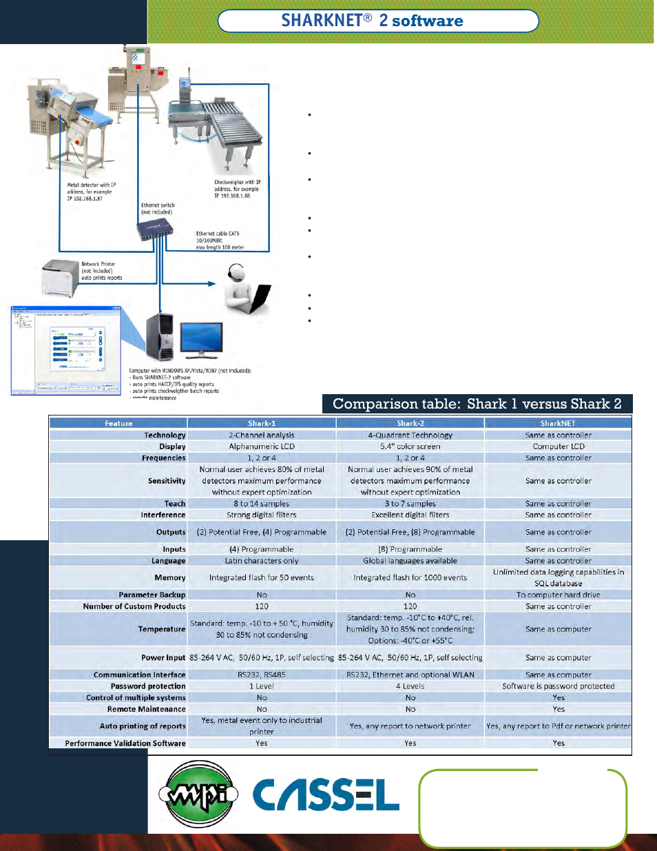 Sharknet® 2, Software, Comparison table: shark 1 versus shark 2 | Magnetic Products Metal Shark 1 User Manual | Page 4 / 4