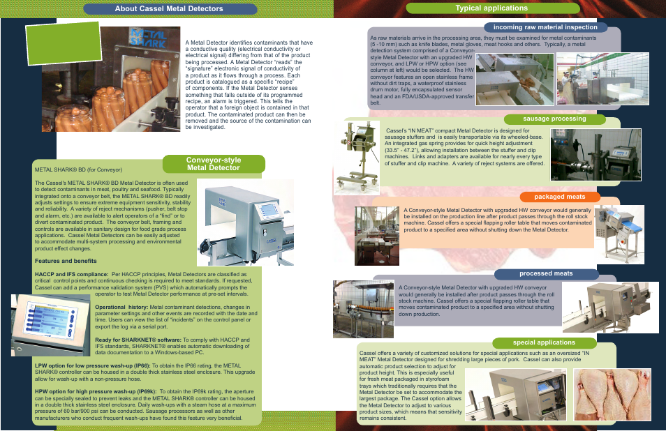 Conveyor-style metal detector typical applications, About cassel metal detectors | Magnetic Products Metal Detectors for Meat, Poultry and Seafood User Manual | Page 2 / 4