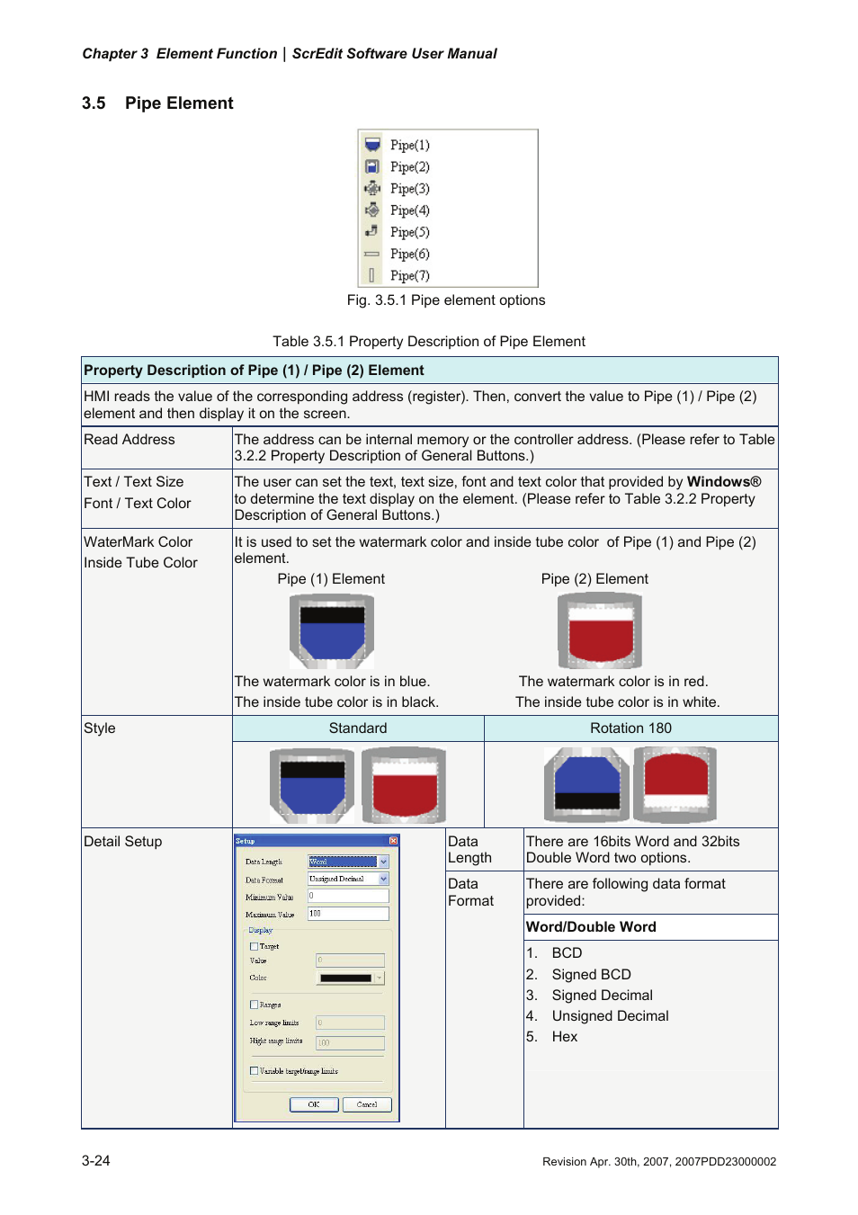 5 pipe element | Delta Electronics Human Machine Interface DOP-A Series User Manual | Page 161 / 329