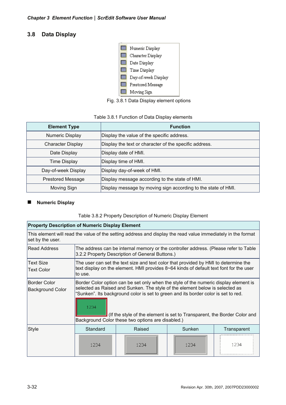 8 data display | Delta Electronics Human Machine Interface DOP-A Series User Manual | Page 169 / 329