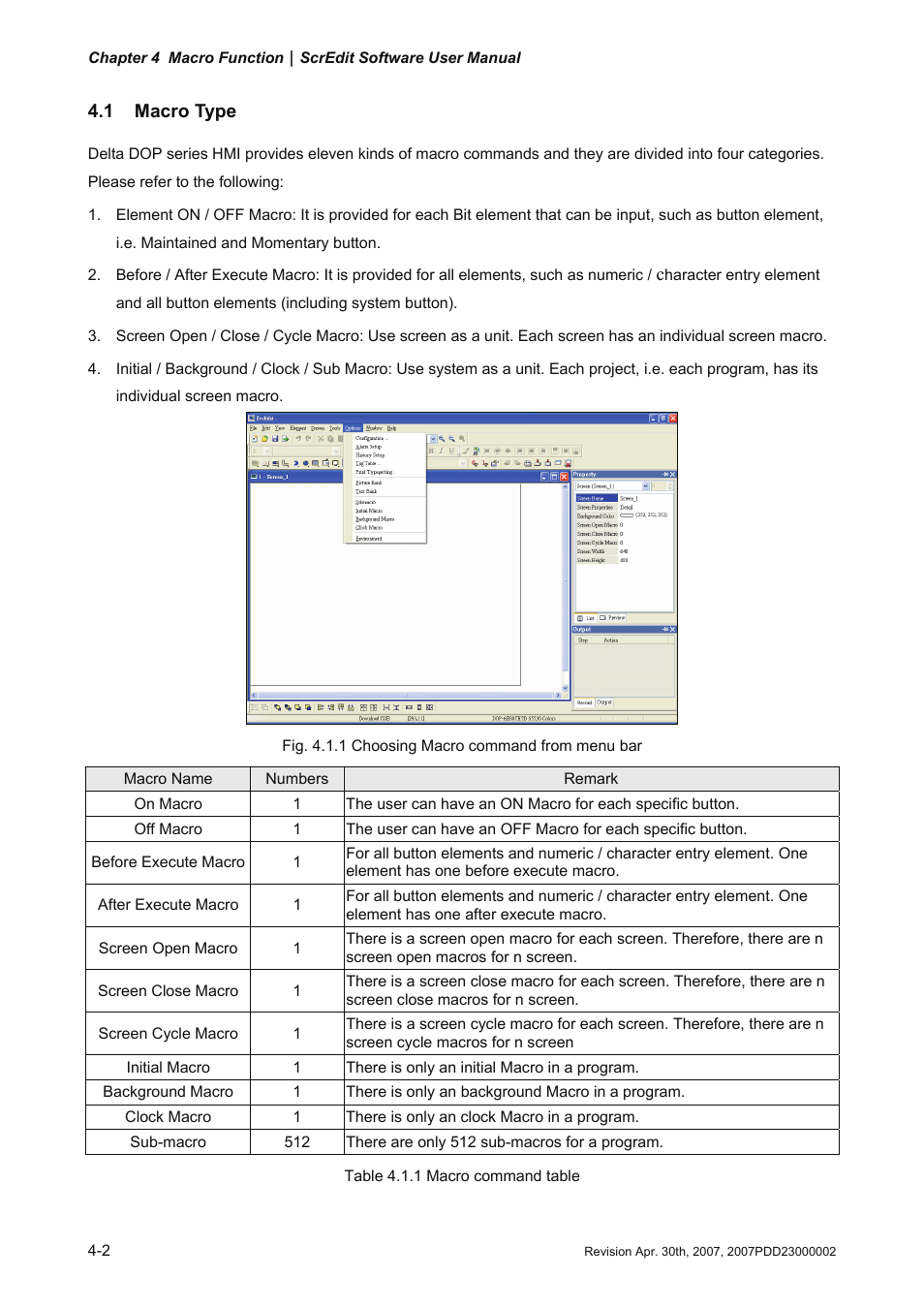 1 macro type | Delta Electronics Human Machine Interface DOP-A Series User Manual | Page 223 / 329