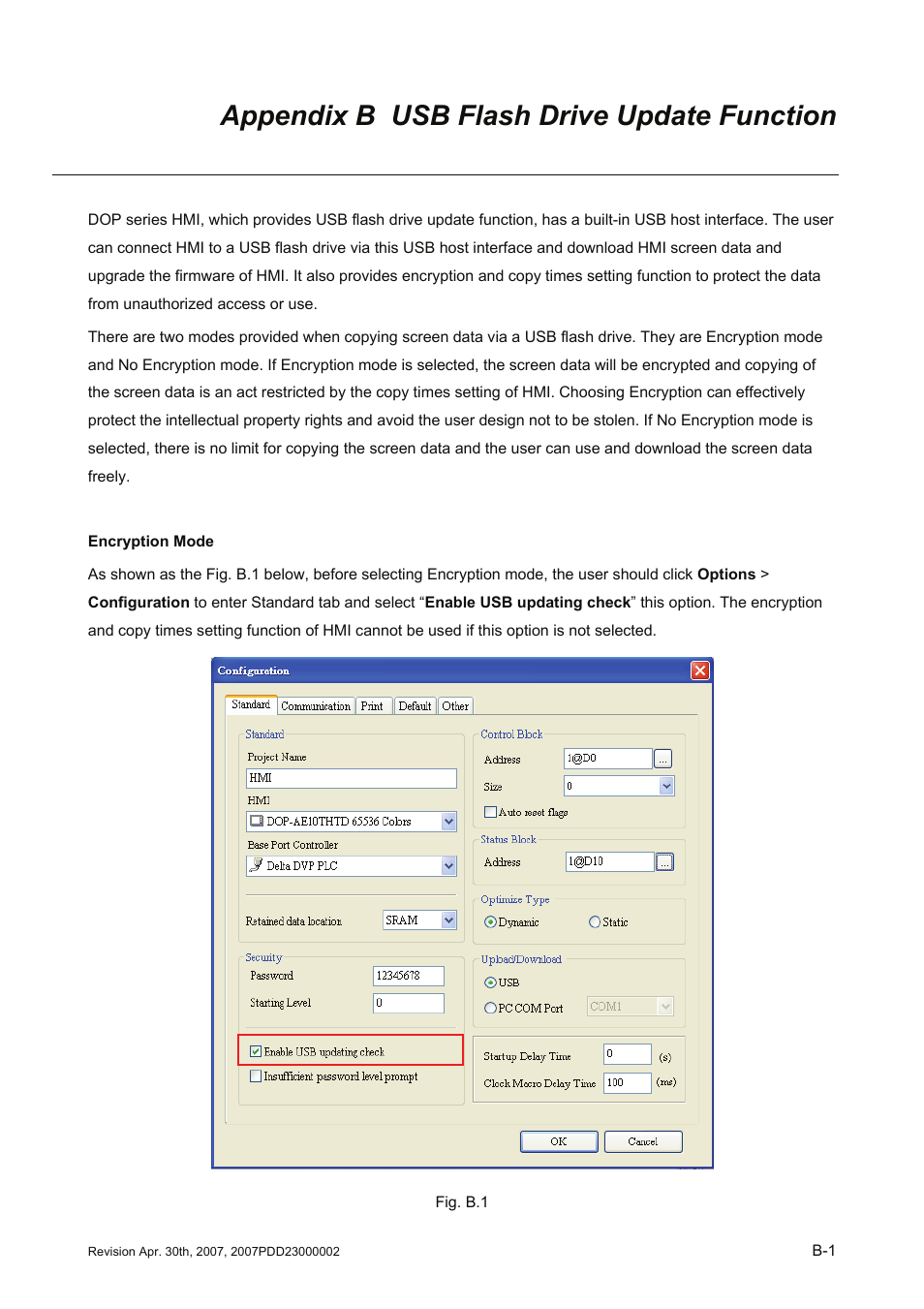 Appendix b usb flash drive function, Appendix b usb flash drive update function | Delta Electronics Human Machine Interface DOP-A Series User Manual | Page 306 / 329