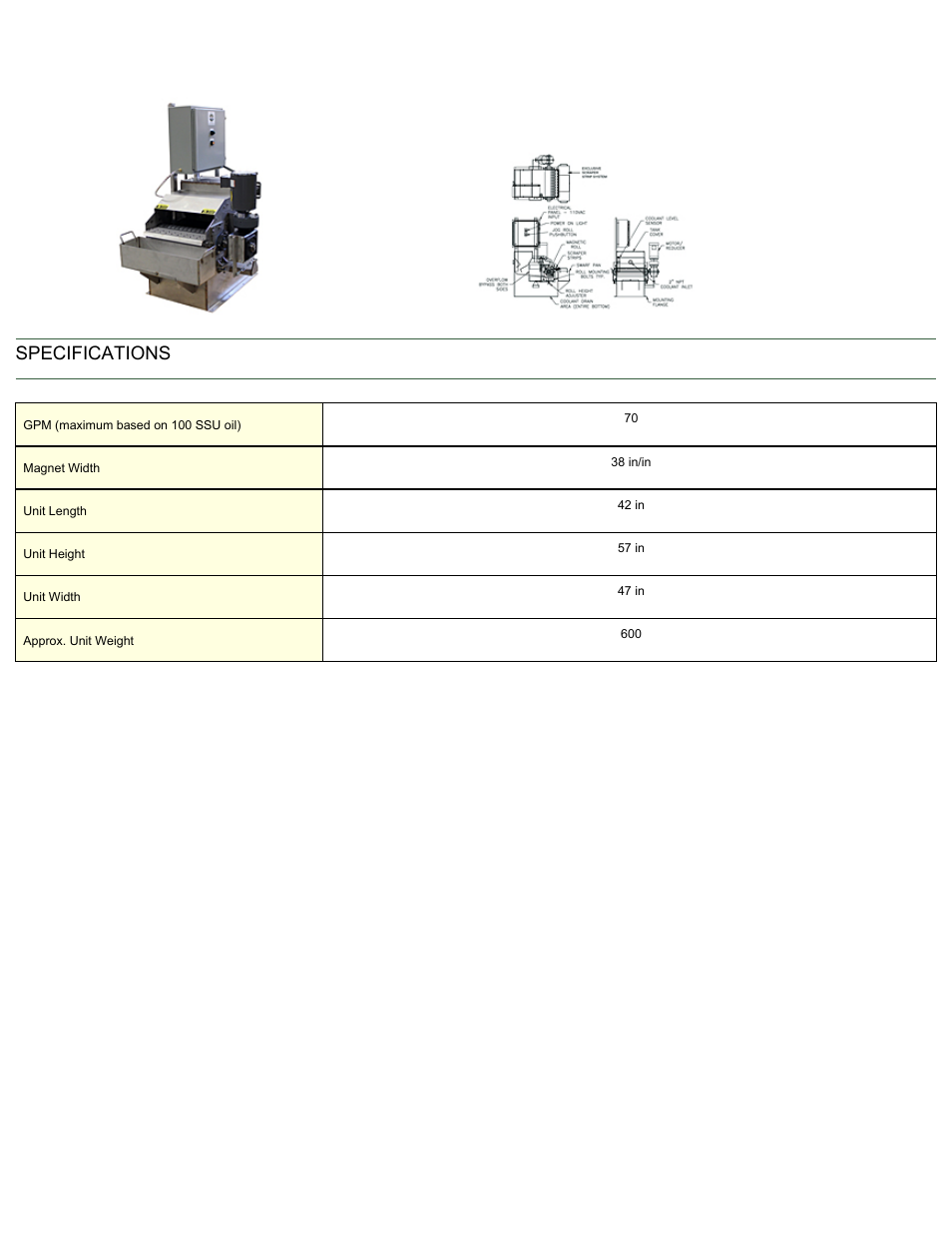 Specifications | Magnetic Products Eco-Flow 38 User Manual | Page 2 / 2