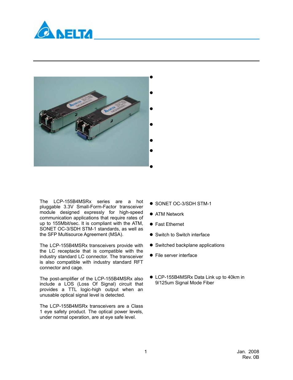 Delta Electronics LCP-155B4MSRx User Manual | 12 pages