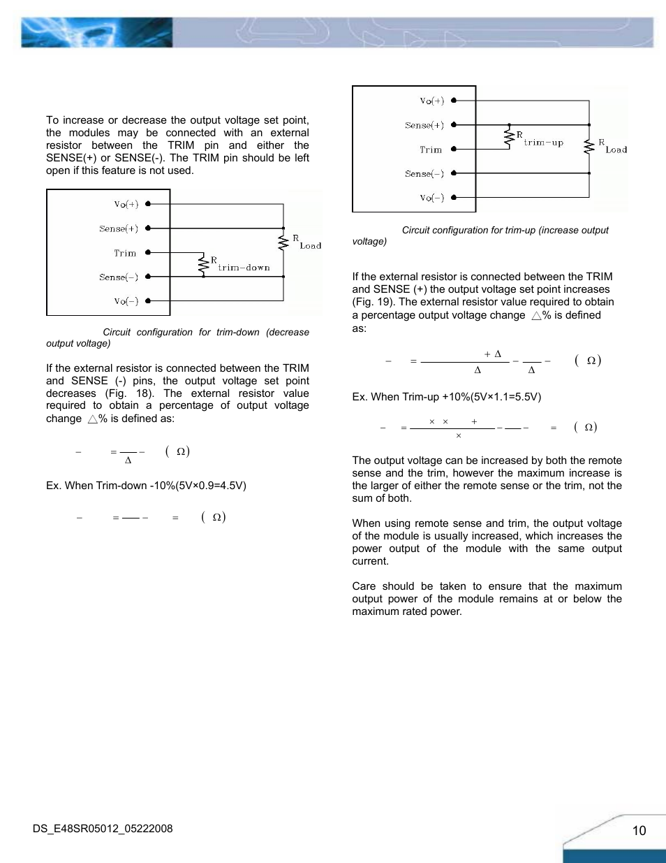 Features descriptions (con.) | Delta Electronics Series E48SR User Manual | Page 10 / 15