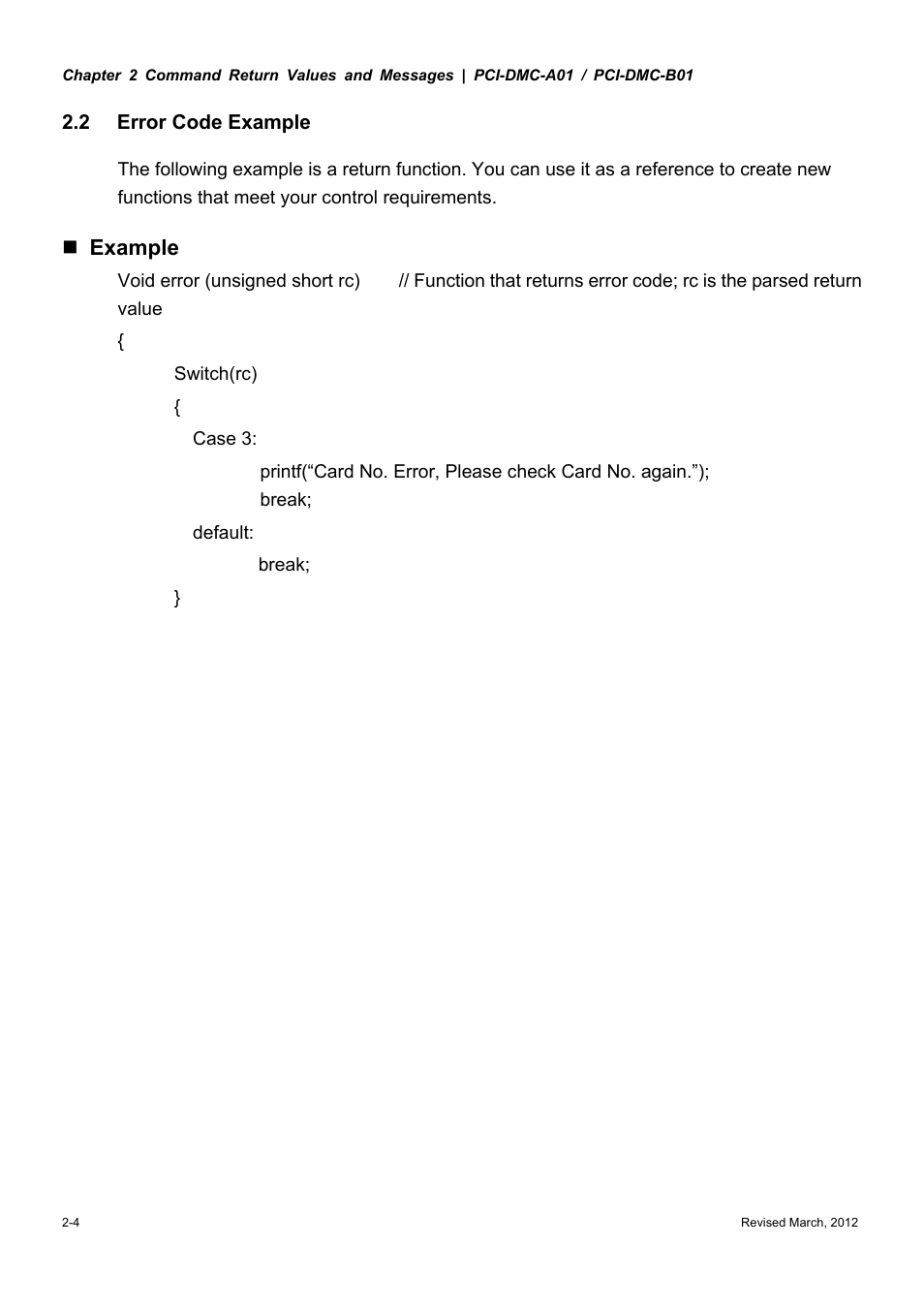 Example | Delta Electronics High-Speed PCI 12-Axis Motion Control Card PCI-DMC-A01 User Manual | Page 22 / 528
