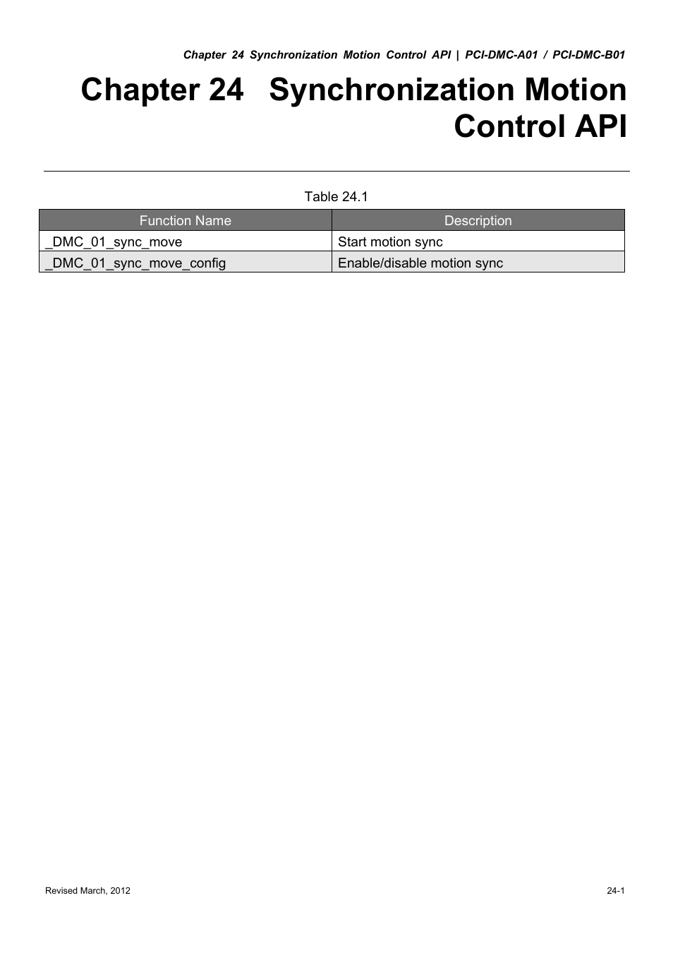 Chapter 24 synchronization motion control api | Delta Electronics High-Speed PCI 12-Axis Motion Control Card PCI-DMC-A01 User Manual | Page 353 / 528