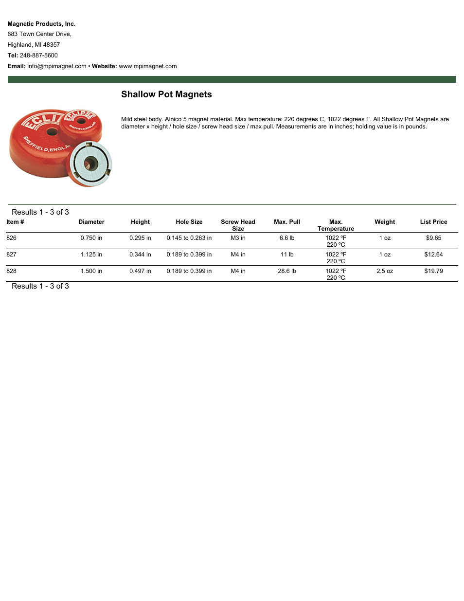 Magnetic Products Shallow Pot Magnets User Manual | 1 page