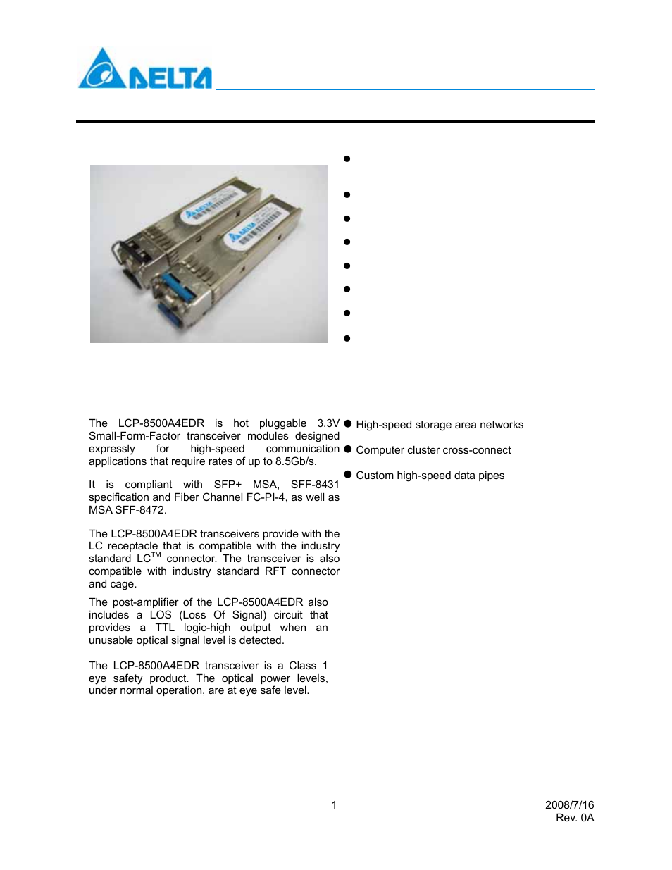 Delta Electronics LCP-8500A4EDR User Manual | 14 pages