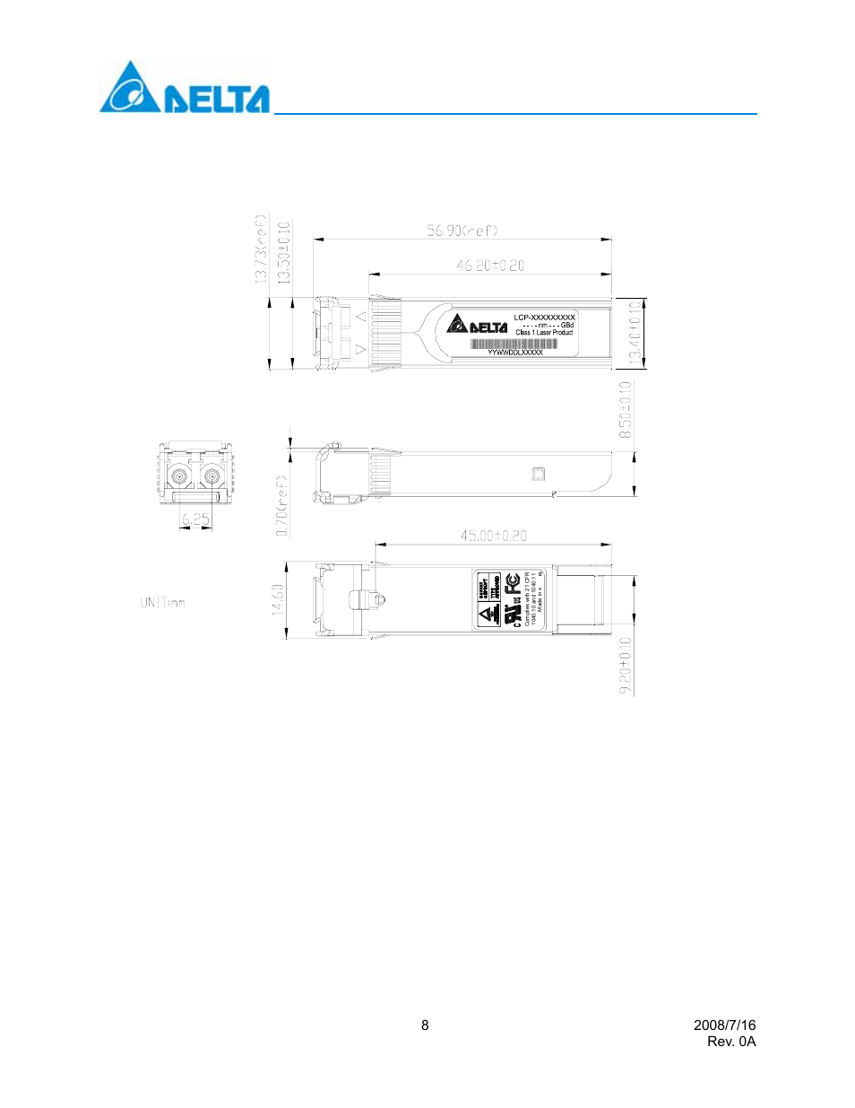 Timing parameters for sfp+ management, Delta electronics, inc | Delta Electronics LCP-8500A4EDR User Manual | Page 8 / 14