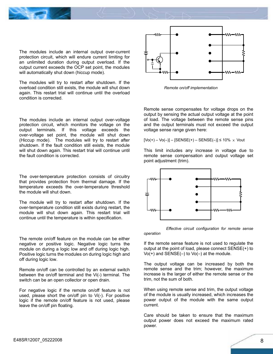 Features descriptions | Delta Electronics E48SR12007 User Manual | Page 8 / 15