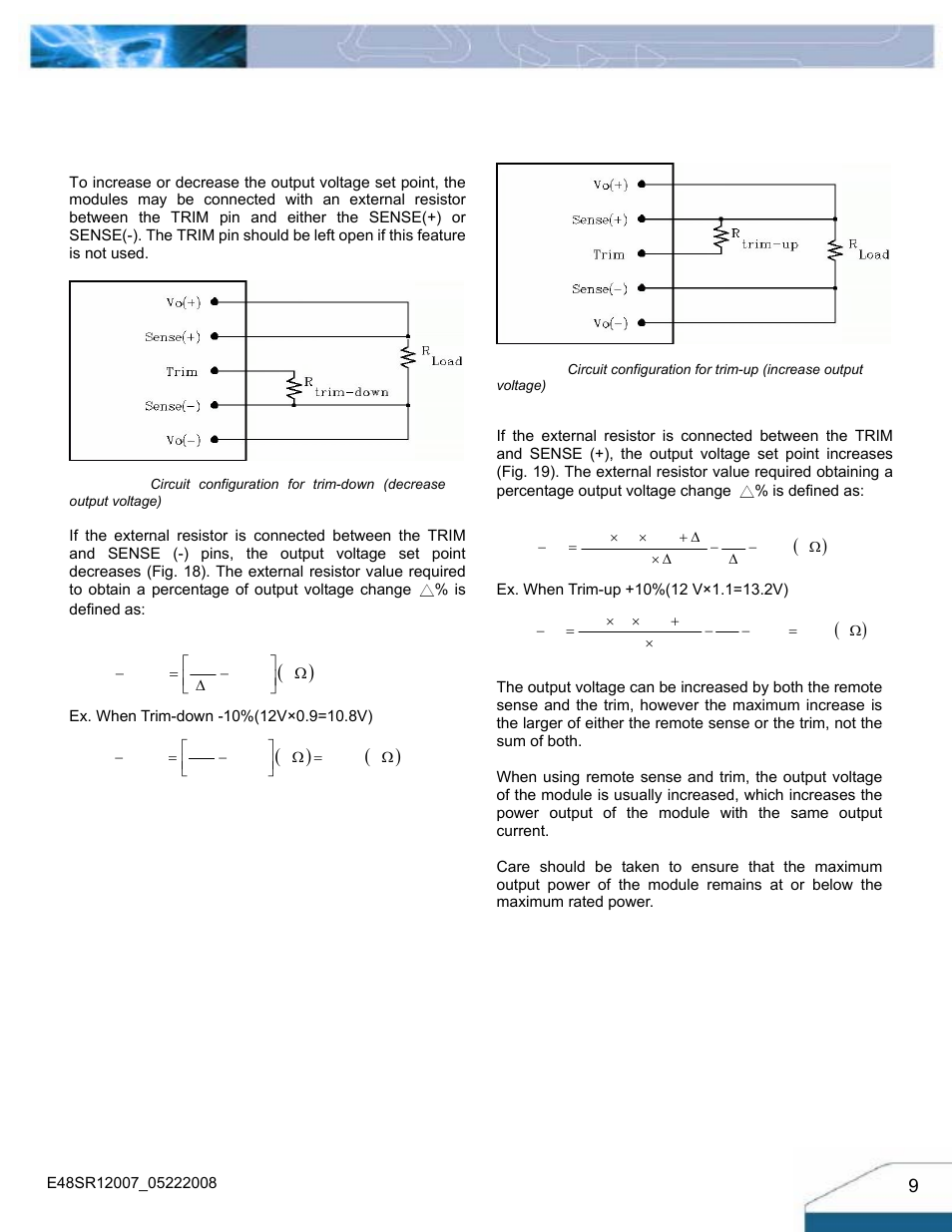 Features descriptions (con.) | Delta Electronics E48SR12007 User Manual | Page 9 / 15