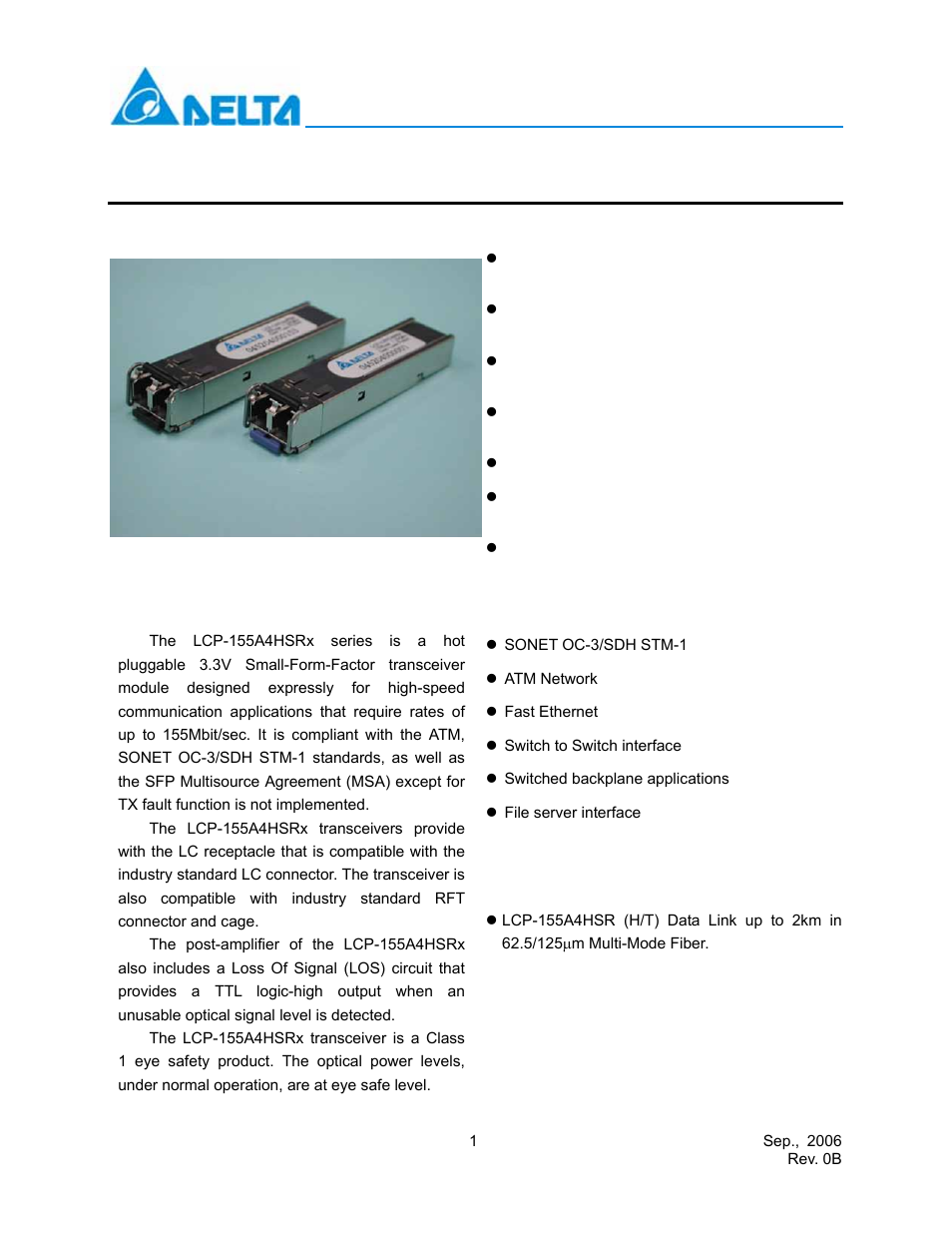 Delta Electronics LCP-155A4HSRx User Manual | 11 pages